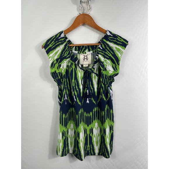 Figue Tops - FIGUE Bella Ikat-Print Sleeveless Blouse‎ Size Small Colorful Tassels
